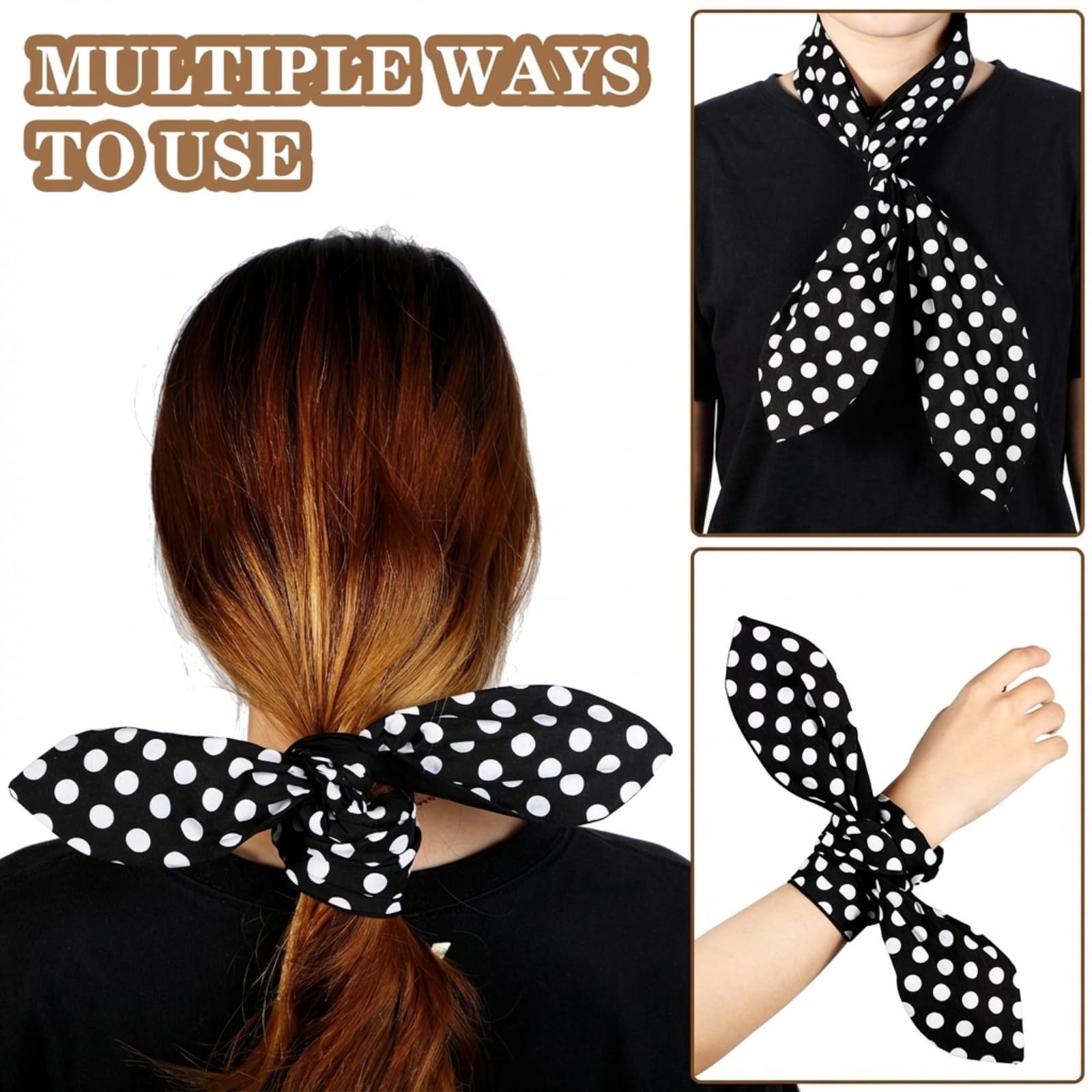 Amazon.com : Hicarer Halloween Black Polka Dot Bow Headband  display picture 2