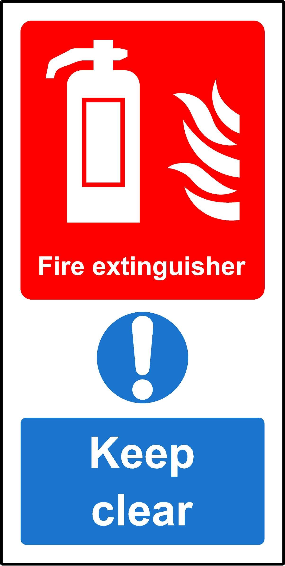 Fire extinguisher keep clear Safety sign - 1.2mm Rigid plastic 200mm x 100mm