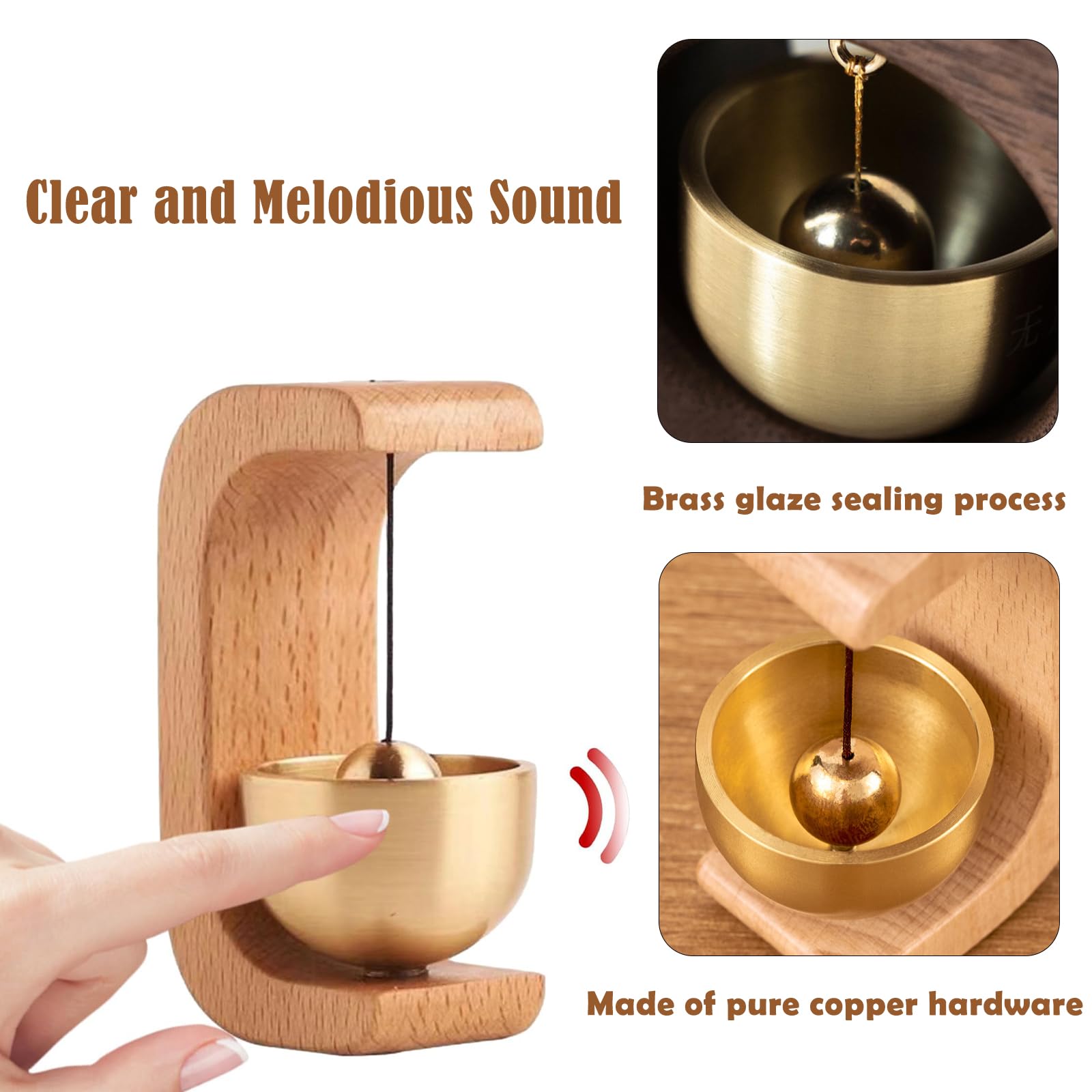 Retro Türklingel Aus Massivholz Mit Magnet - Windspiel Für Tür Ohne Bohren, Klarer Glockenklang