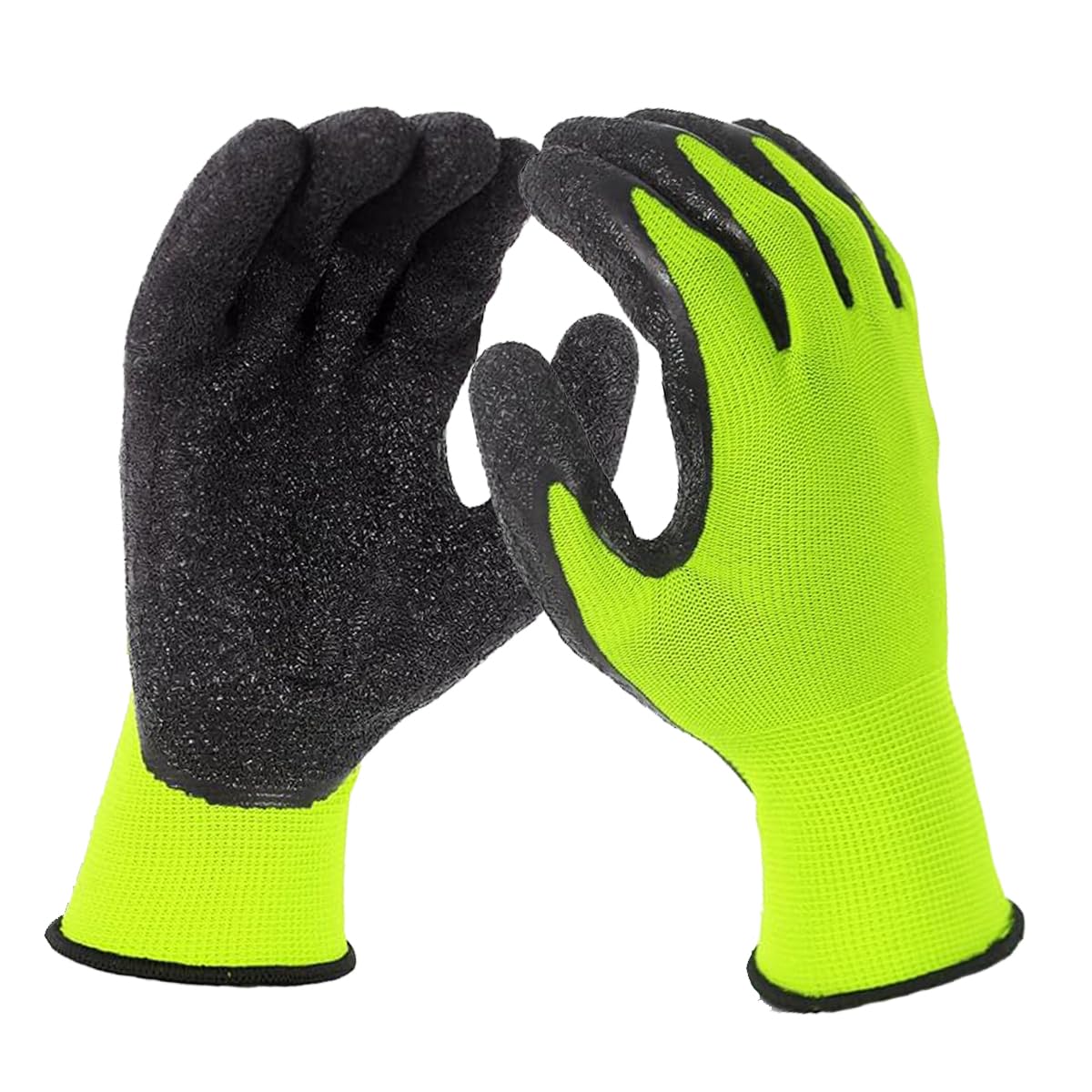 L&M Crinkle Latex Rubber Hand Coated Breathable Safety Work Gloves for Men Women Construction Landscaping