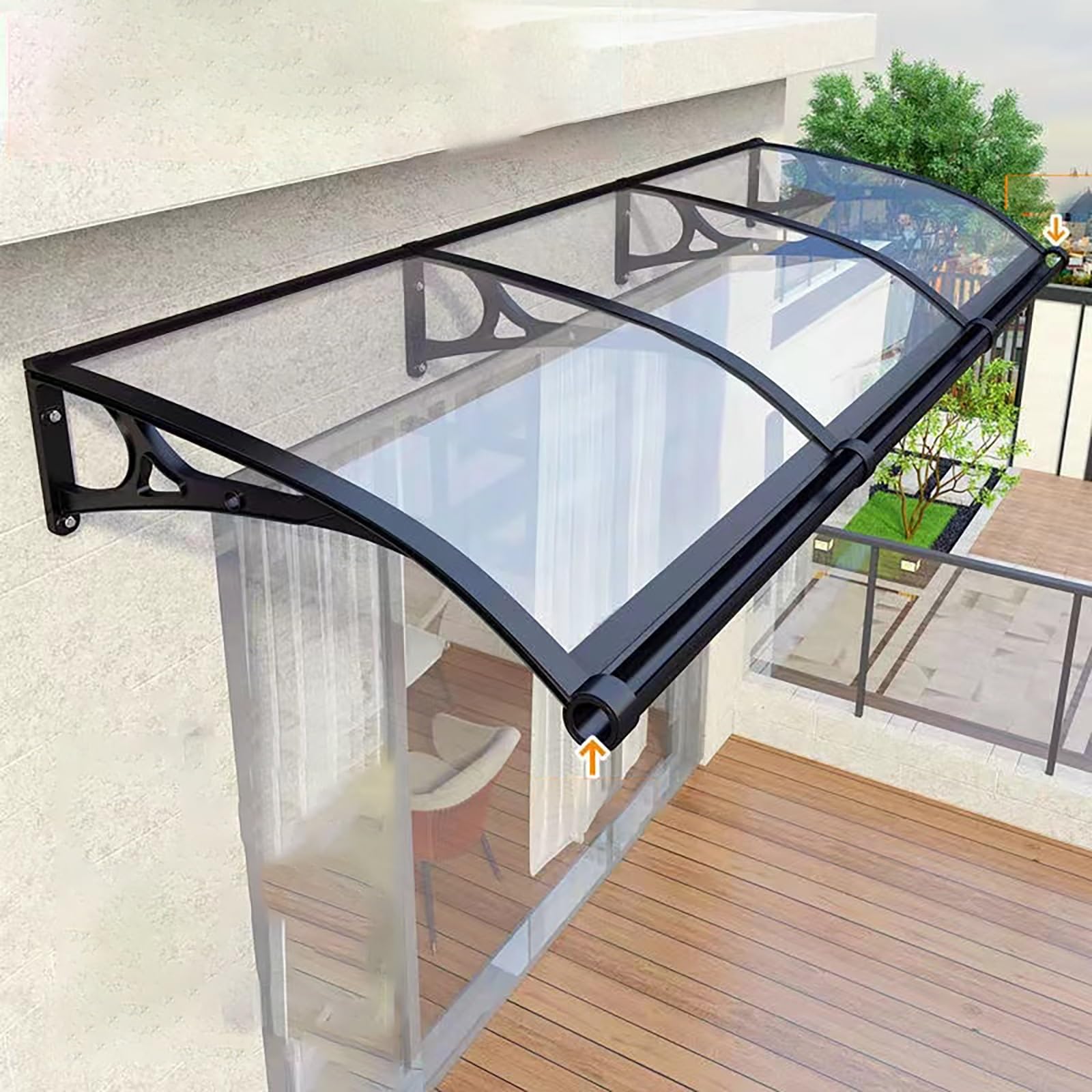 GJMSSMY Outdoor Canopies, Window Awnings, Rain Protection Roof, Transparent Canopy with Aluminum Support, Patio, Door, Terrace, Porch Cover - Weatherproof & Stylish (Color:)