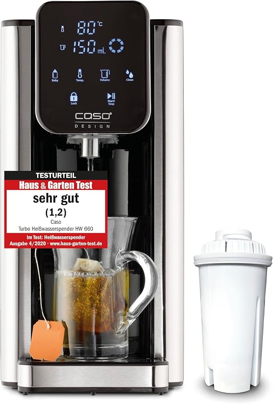 CASO HW660 Turbo Forró Vízadagoló 2600W, 40-100°C, Energiatakarékos Rozsdamentes Acél