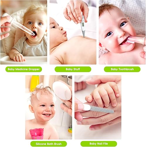 Miniatura 6 de Kit de cuidado de la salud y aseo del bebé, juego portátil de cuidado de seguridad para bebés, kit esencial para recién nacido (gris blanco 13 en 1)