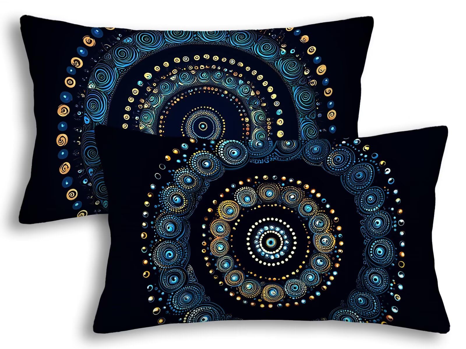 Housse de coussin noir pour canape de jardin et patio au motif mandala