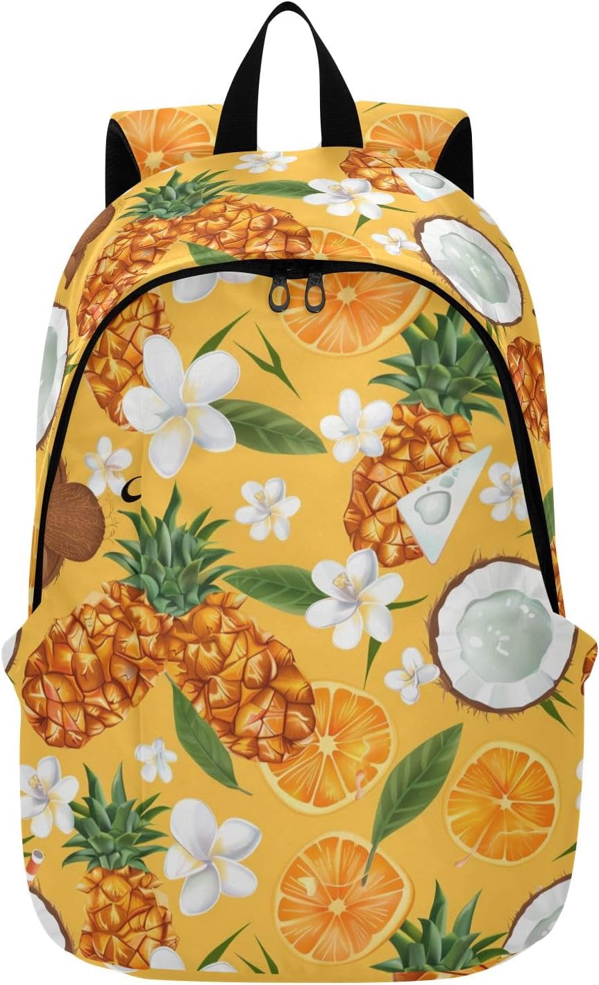 Travel Backpack for Women Laptop Bag Work Fashion Design Daypack Pineapple Coconut Tropical Large Lightweight Outdoor Casual
