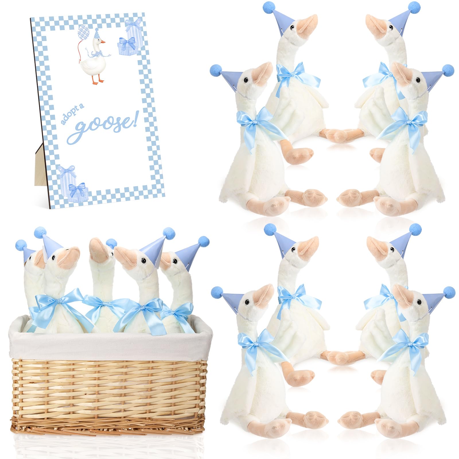 Blueweenly 8 Sets One Silly Goose Birthday Decoration Goose Stuffed Animal — image 1