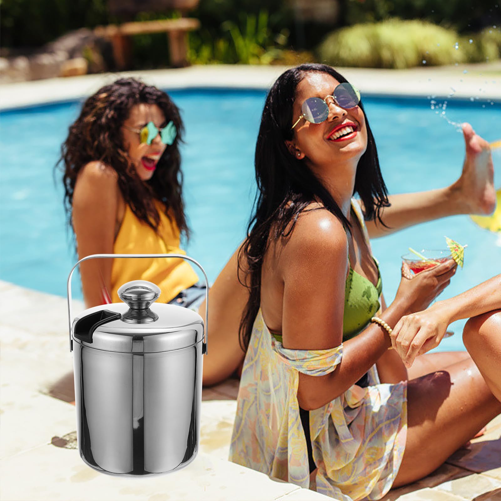 Seau à Glace à Double Paroi Argenté 1, 3 L en Acier Inoxydable