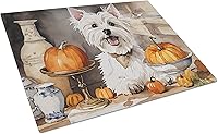 Vista 1 de Caroline's Treasures DAC1823LCB Westie Fall Kitchen Pumpkins Glass Cutting Board Large Decorative Tempered Glass Kitchen Cutting and Serving Board