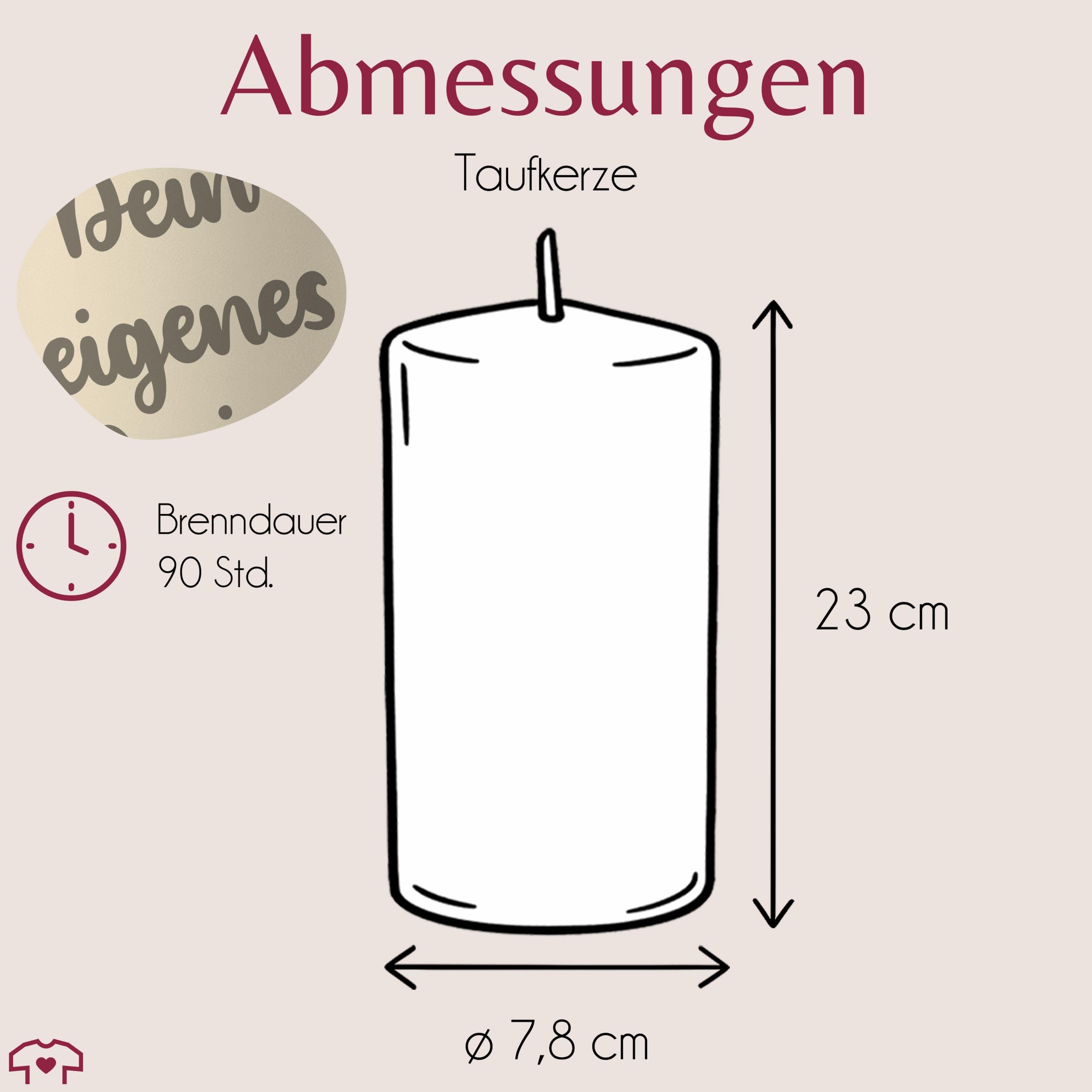 Taufkerze - Bild - Dein eigenes Design hier - personalisiert mit eigenem Foto Geschenk mit Name - 230/78 mm - Elfenbein