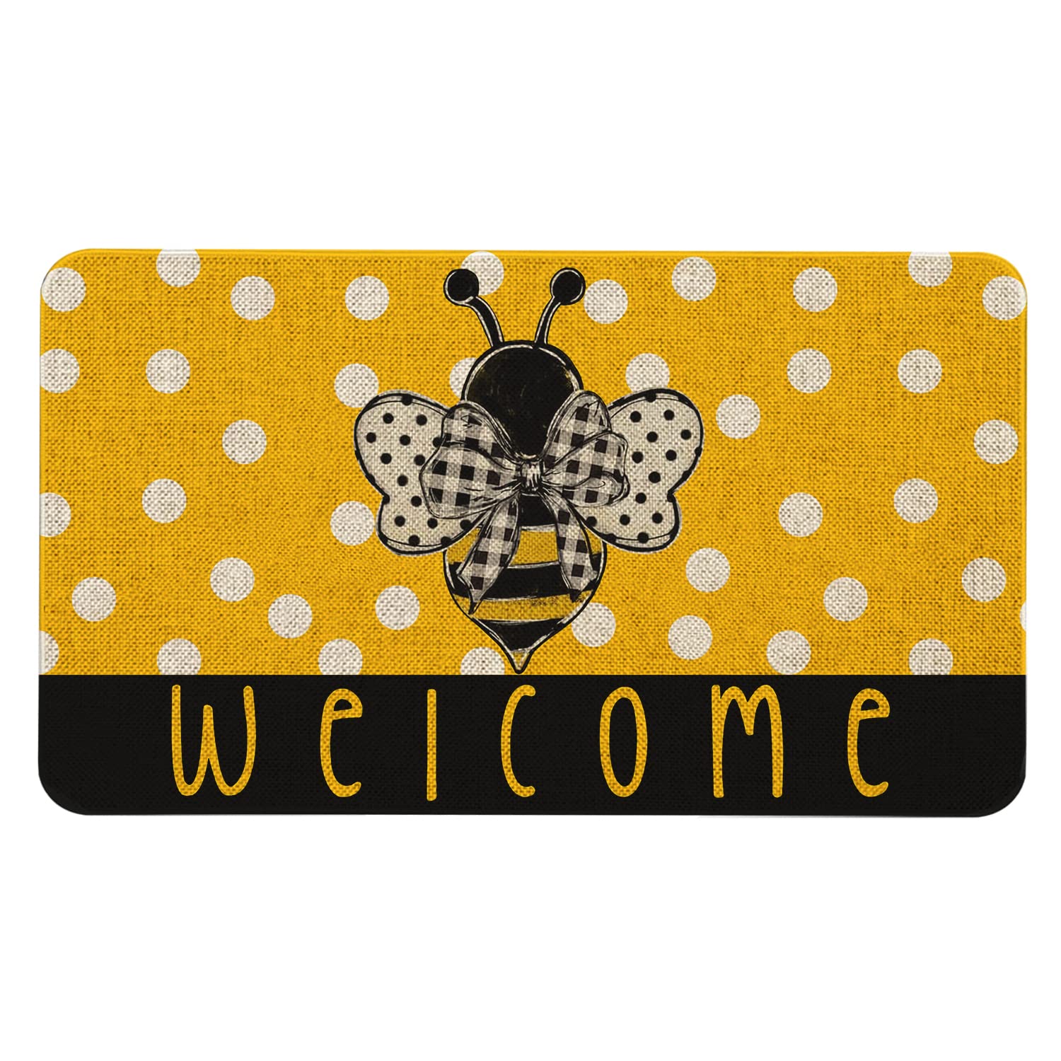 Spring Summer Door Mat 30 X 17 Inch Yellow Bee Welcome Doormat Indoor Outdoor Entrance Floor Mat Non Slip Spring Summer Decor Rubber Welcome Mats
