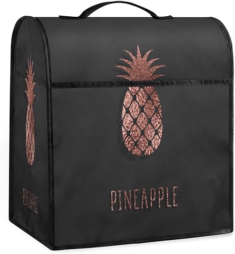 Funda para batidora de pie con patrón de piña de oro rosa compatible con mezclador de 6 a 8 cuartos de galón, se adapta a todos los cabezales
