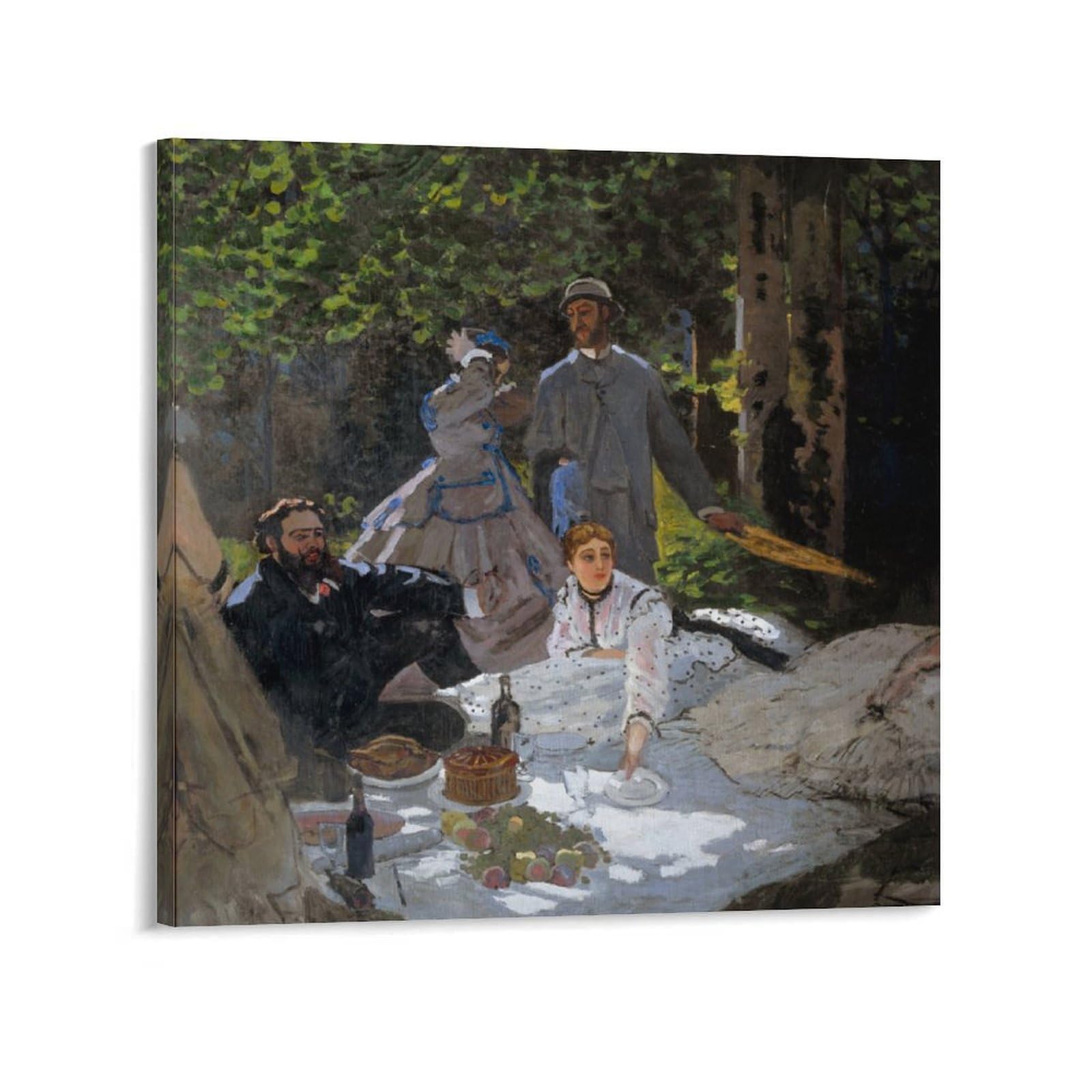 The Breakfast on The Grass by Claude Monet Wall Art Prints Poster Posters Art Print Wall Photo Paint Poster Hanging Picture Family Decor 24x24inch(60x60cm)