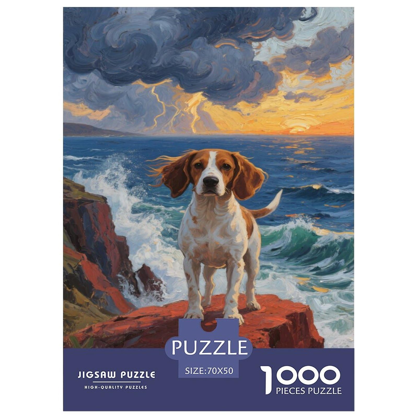 Cavalier King Charles Spaniel Jigsaw Puzzles 1000 Pieces Challenge Game for Adults,Ocean View Impossible Jigsaw Puzzle 1000 Piece Educational Games Home Decoration 70x50cm/1000pcs