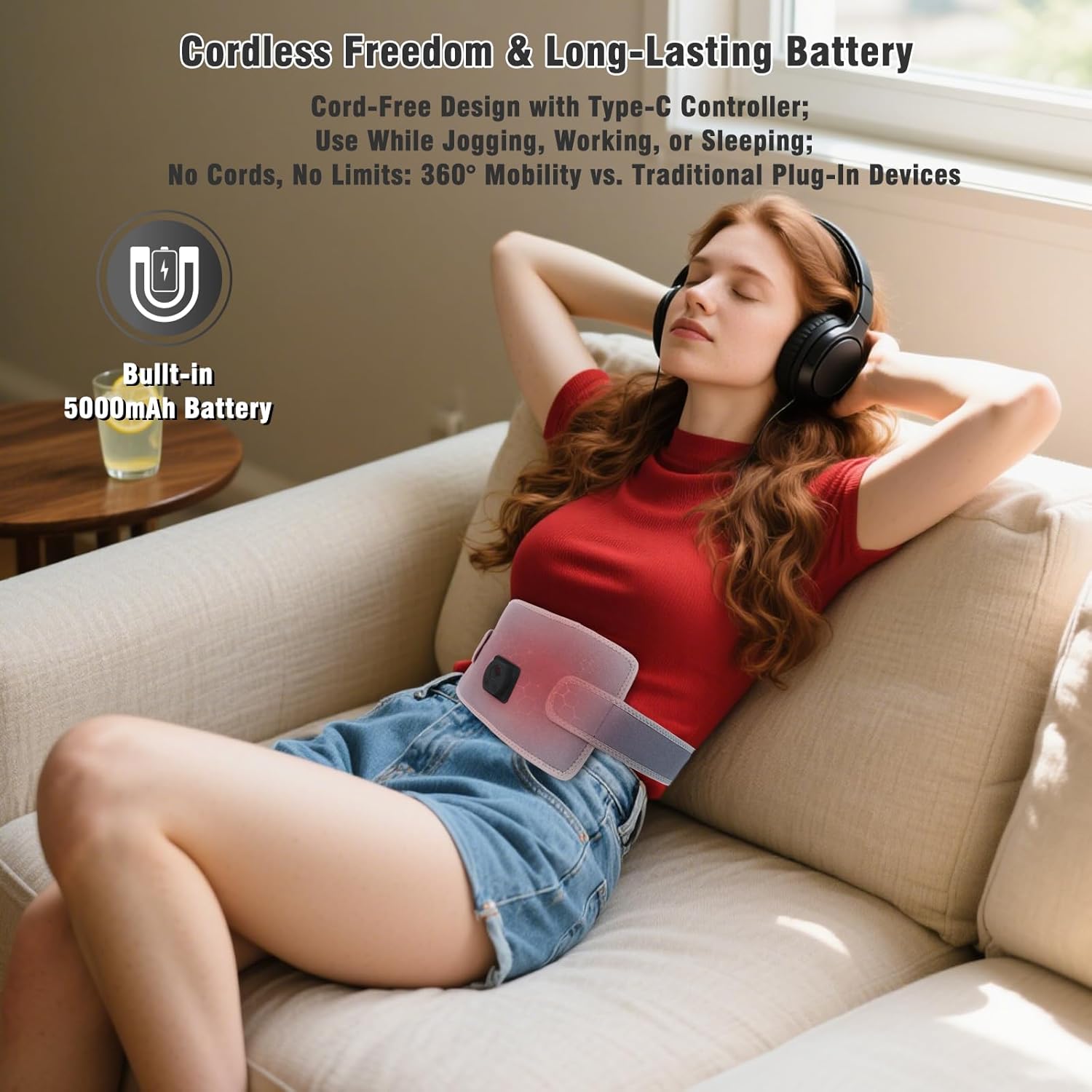 Red Light Therapy for Body, Cordless Infrared Light Therapy Belt for Knee Back Neck Waist, Rechargeable Light Pad for Humans & Dogs, Portable Wrap with 660nm/850nm - Image 2