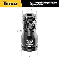 Vista 4 de Titan 12039 Adaptador de cambio rápido de 1/2" de accionamiento a 1/4" hexagonal