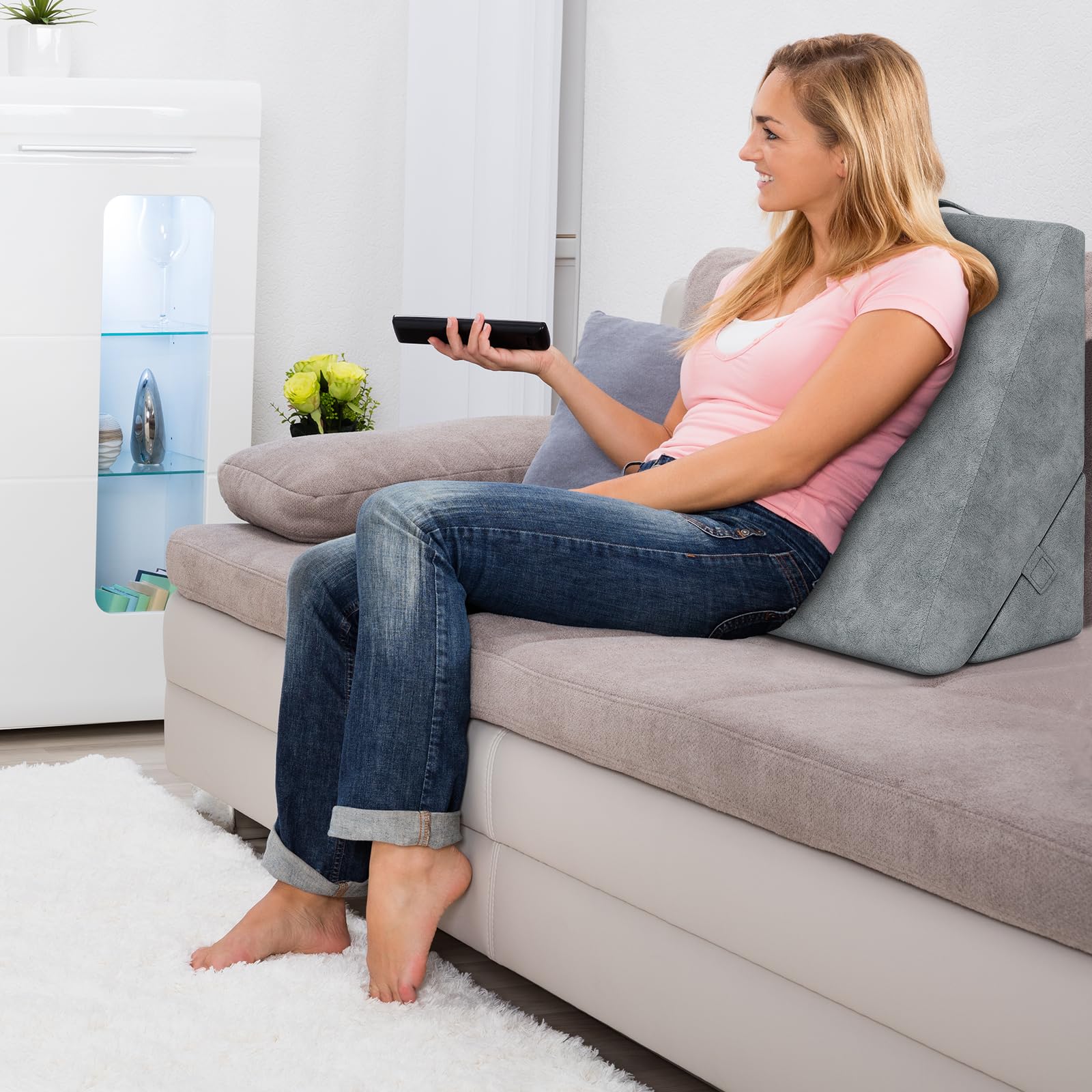 COSTWAY Poduszka klinowa, poduszka do czytania, poduszka pod plecy, poduszka na nogi, pianka memory foam, pokrowiec do prania, poduszka refluksowa dla dorosłych, ergonomiczna poduszka do siedzenia w