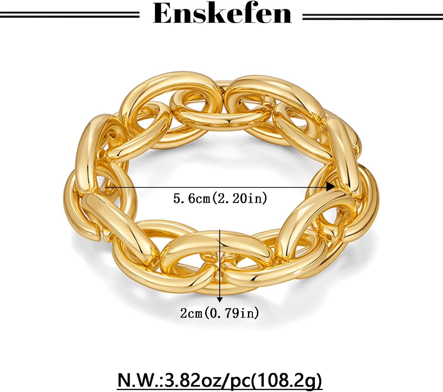 Chunky Stretch Bangles Bracelets for Women Trendy Wide Elastic Gold Bracelet Flexible Link Chain Bracelets - Image 7