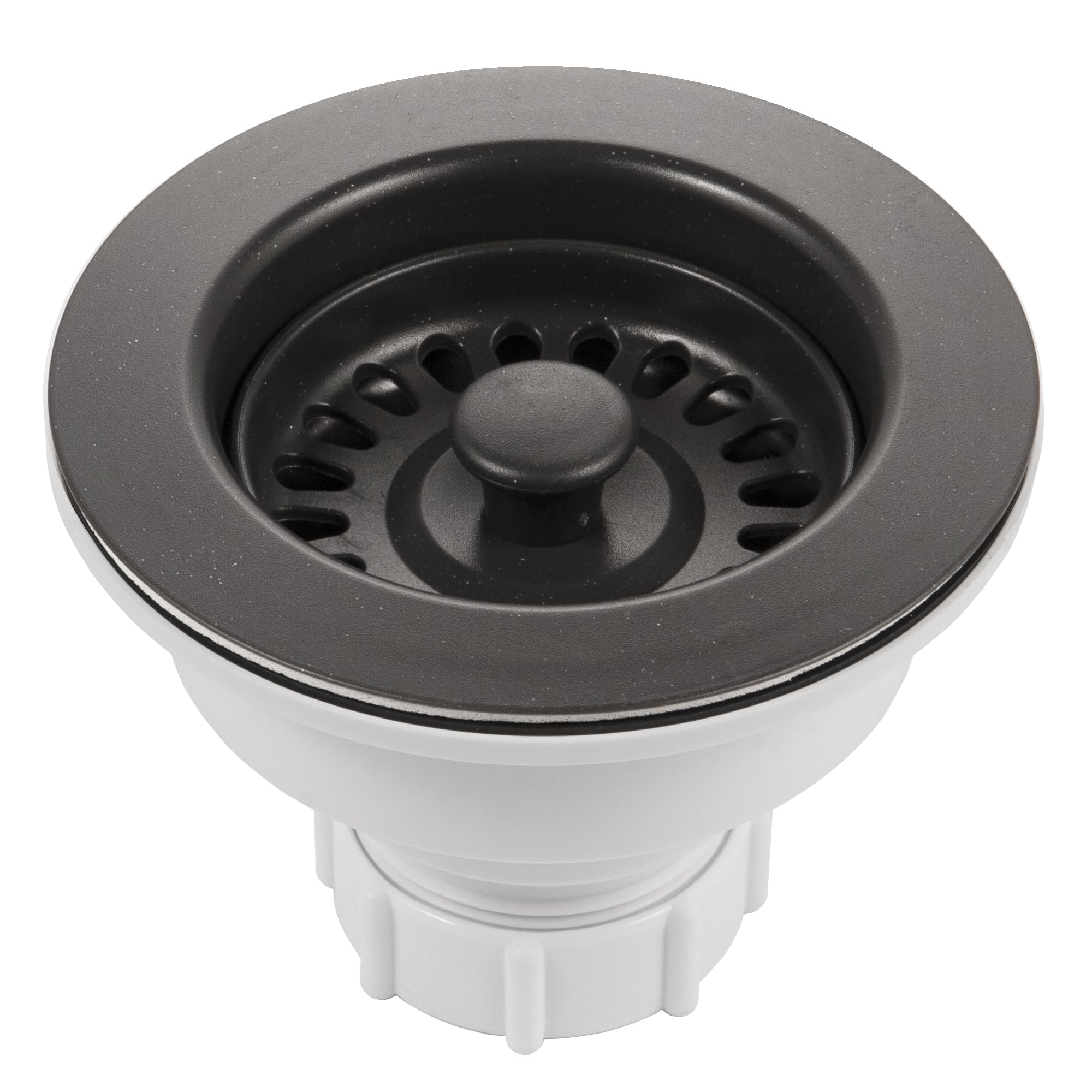 Houzer 190-9265 - 3-1/2 Inch Matte Black Kitchen Sink Basket Strainer, Durable Food Catcher Stopper for Metal Kitchen Sink, Ideal for Filtering Waste and Preventing Clogs