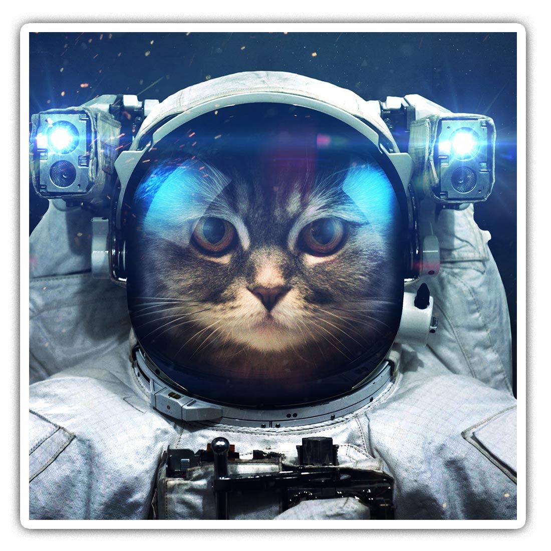 Square Stickers (Set of 2) 10cm - Astronaut Cat in Space Laptop Tablet Luggage Scrapbook #12438
