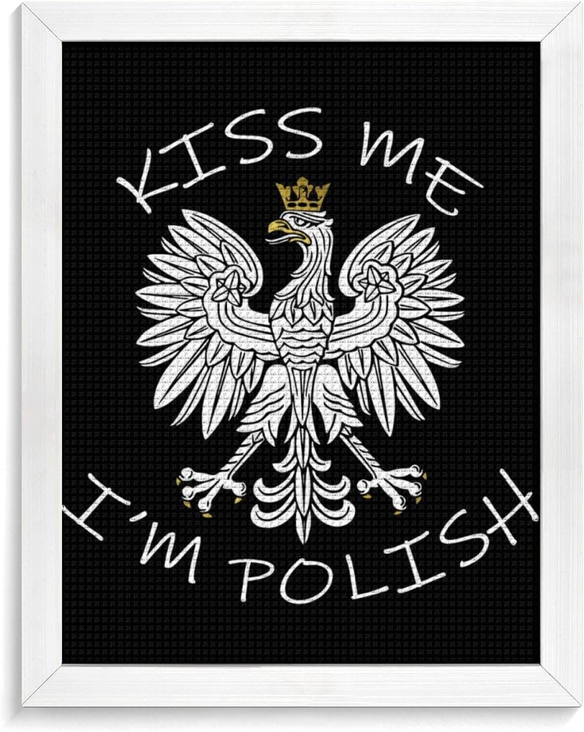 Poland Kiss Me I'M Polish Diamond 5D Painting Kits with Frame DIY Full Round Drill Gem Art Crafts for Home Wall Decor 16 X 20in White Wood 40 * 50cm