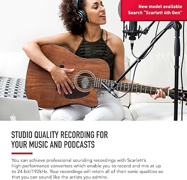Focusrite Scarlett 2i2 Studio 3rd Gen USB Audio Interface Bundle for the Songwriter with Condenser Microphone and Headphones for Recording, Streaming and Podcasting