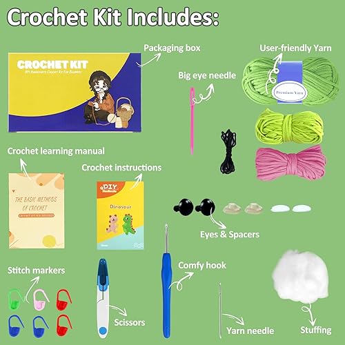 Miniatura 3 de Marribol Kit de ganchillo para principiantes, kit de inicio para aprender a ganchillo con tutoriales en video paso a paso, kit de animales de