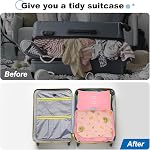 uxcell 7Set Travel Packing Cube, Travel Bags Organizer Luggage Organizer Bags Lightweight Compression Cube Travel Essentials with Shoe Bag for Outdoor Carry on Suitcases, Pink