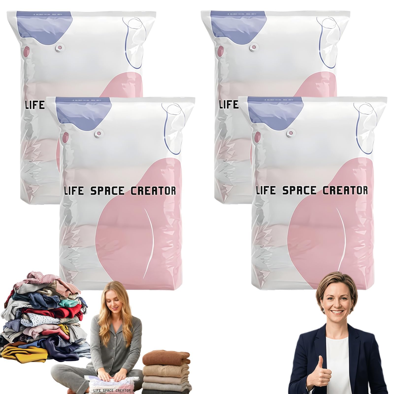 Sac de rangement sous vide sans pompe compression en 3s pour couettes