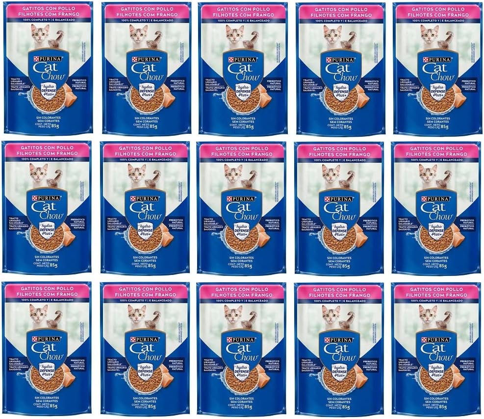 Pack Ração Úmida Nestlé Purina Cat Chow Para Gatos Filhotes Sabor Frango - Com 15 Sachês 85g