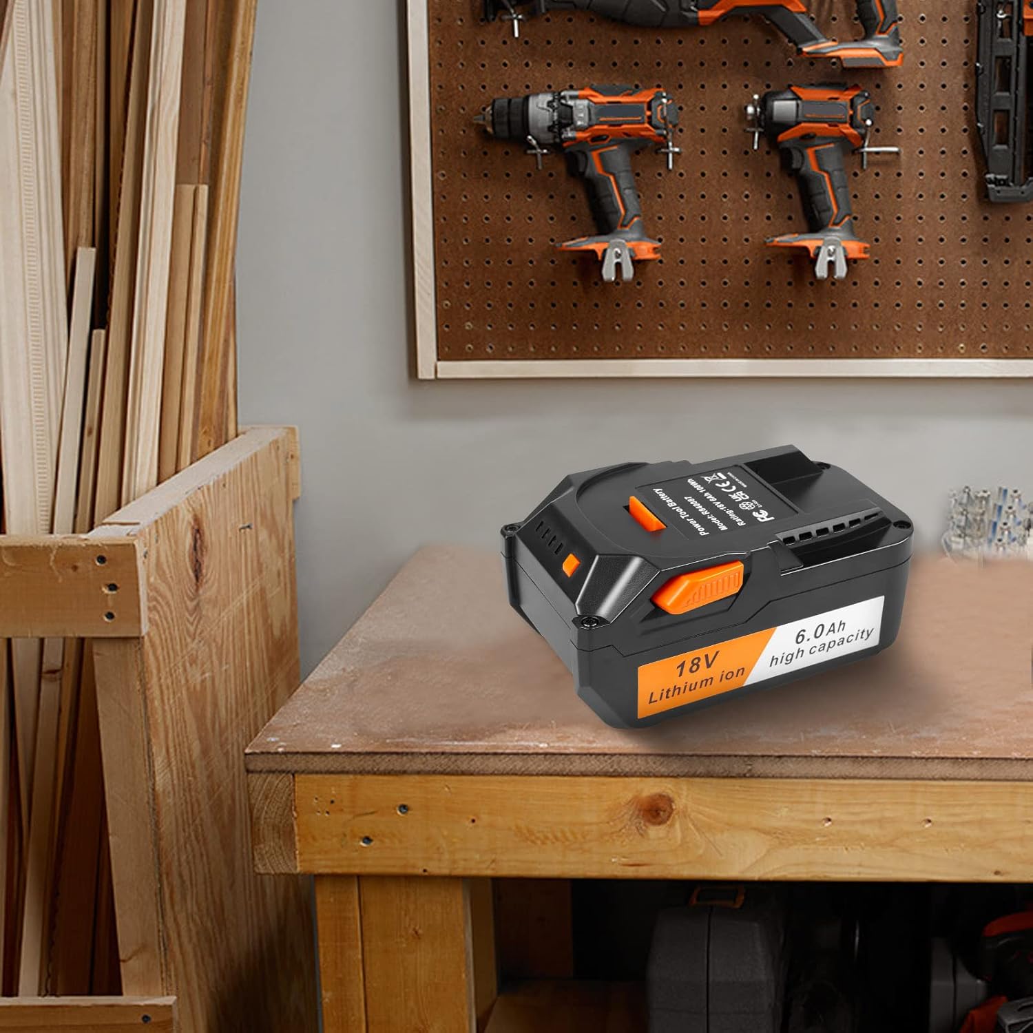 Fancy Buying 6.0Ah Replacement for Ridgid 18V Battery R840083 R840084 R840085 R840086 R840087 R840095 R86092 AC840087P 18V Cordless Drill Tools Battery