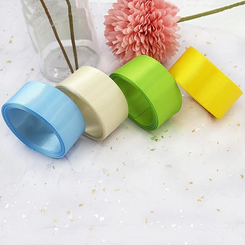 Miniatura 6 de Cinta de satén de doble cara de 1 pulgada, 20 cintas de color sólido, 1 pulgada x 2 yardas cada una total de 40 yardas por paquete, para envolver