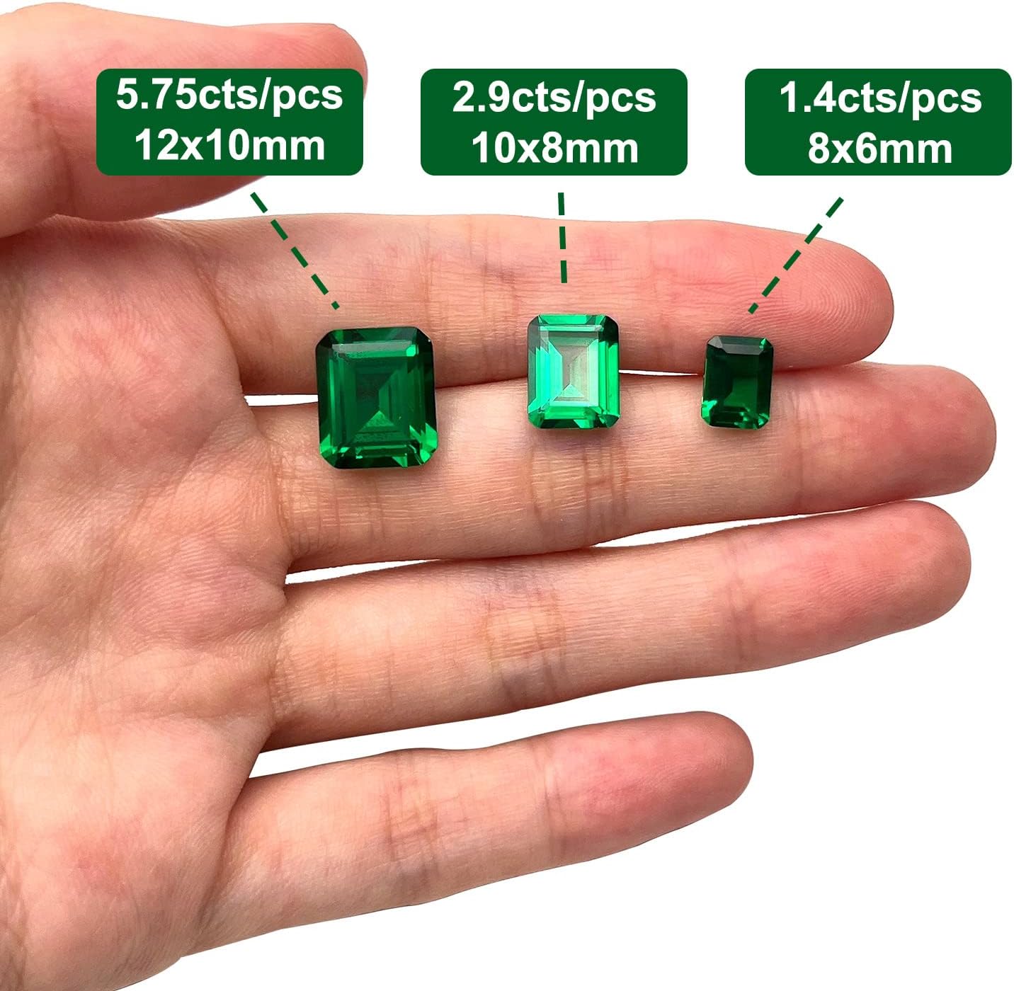 2Pcs 38.8cts Octagon Loose Imitative Emerald Stone 20x15mm 3A Grade VVS Clarity Green Gemstone for Jewelry Making