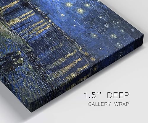 Miniatura 6 de Renditions Gallery Noche estrellada sobre el rodio de Vincent Van Gogh impresa, famosa reproducción de pintura, lienzo envuelto en galería de alta
