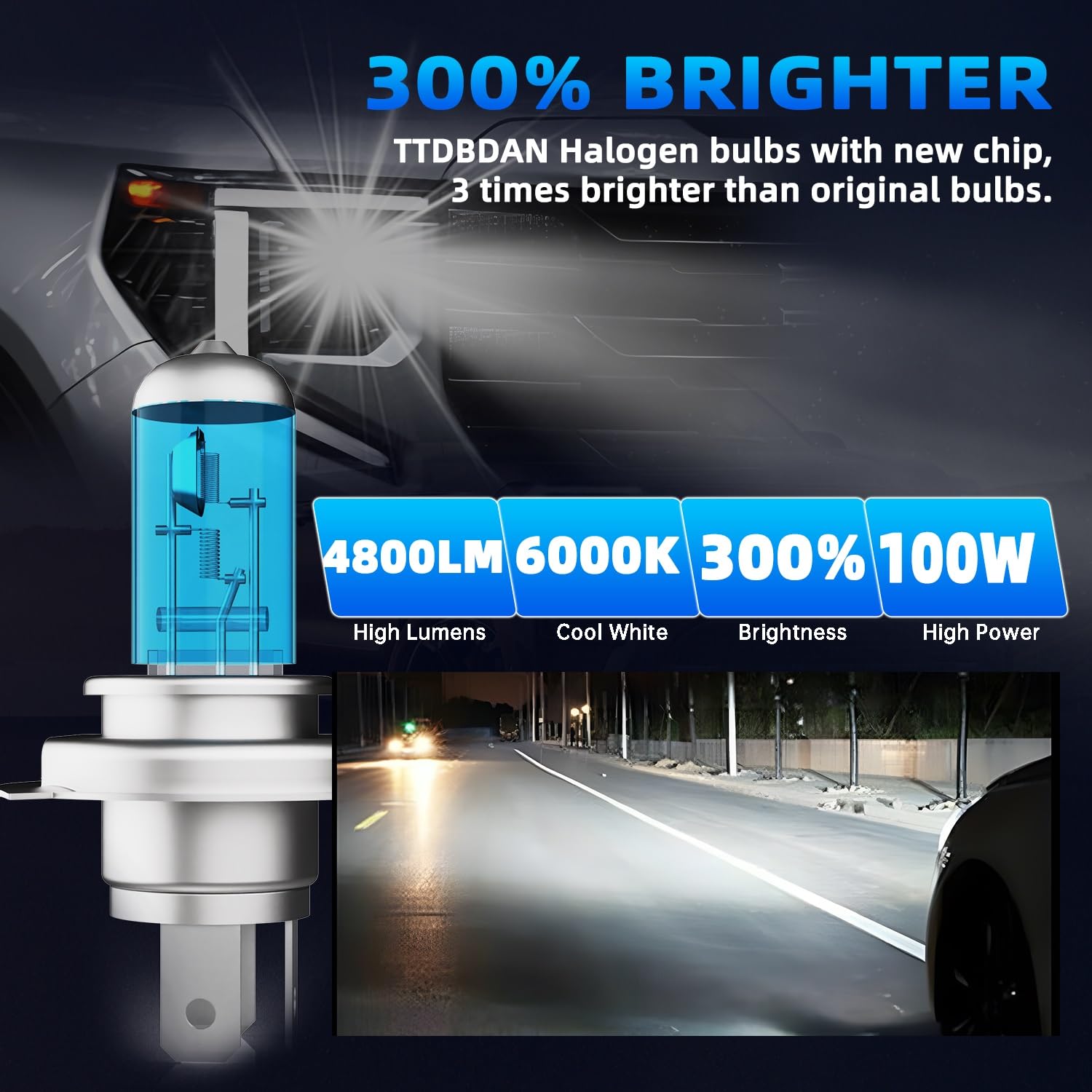 TTDBDAN Halogen Headlights Fit for Toyota Tundra 2014 2015 2016 2017 2018 Headlight Bulbs,9003/H4/HB2 High/Low Beam + h11 Fog Light Bright Light Combo,Plug And Play,Pack of 4