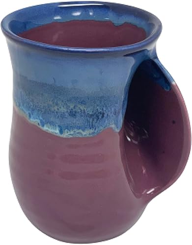 Taza calentadora de manos para diestros de 14 onzas líquidas, diseño Purple Passion