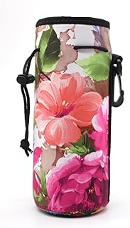 Water Bottle Carrier,Insulated Neoprene Water Gym Travel bottle Holder Bag Protector Sleeve Case Pouch Cover 0.6L or 0.75L, Great for Stainless Steel and Plastic Bottles (FLOWER) - Buy now