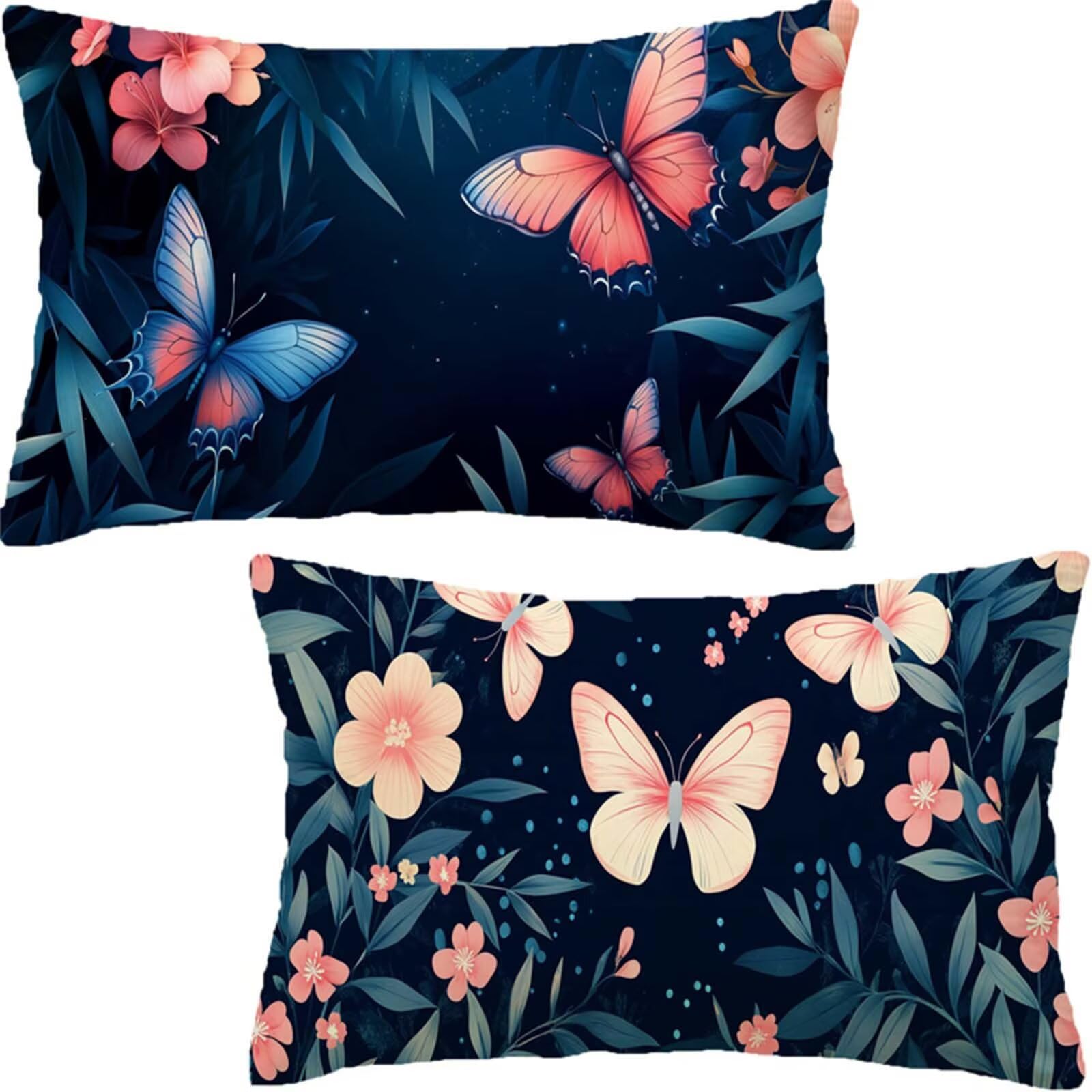 Motyl Poszewki na poduszki 70x90 Aksamit Zestaw 2, Luksusowa granatowa poszewka na poduszkę Super miękka i wygodna, poszewka na poduszkę z ukrytym zamkiem błyskawicznym, trwała i łatwa w pielęgnacji