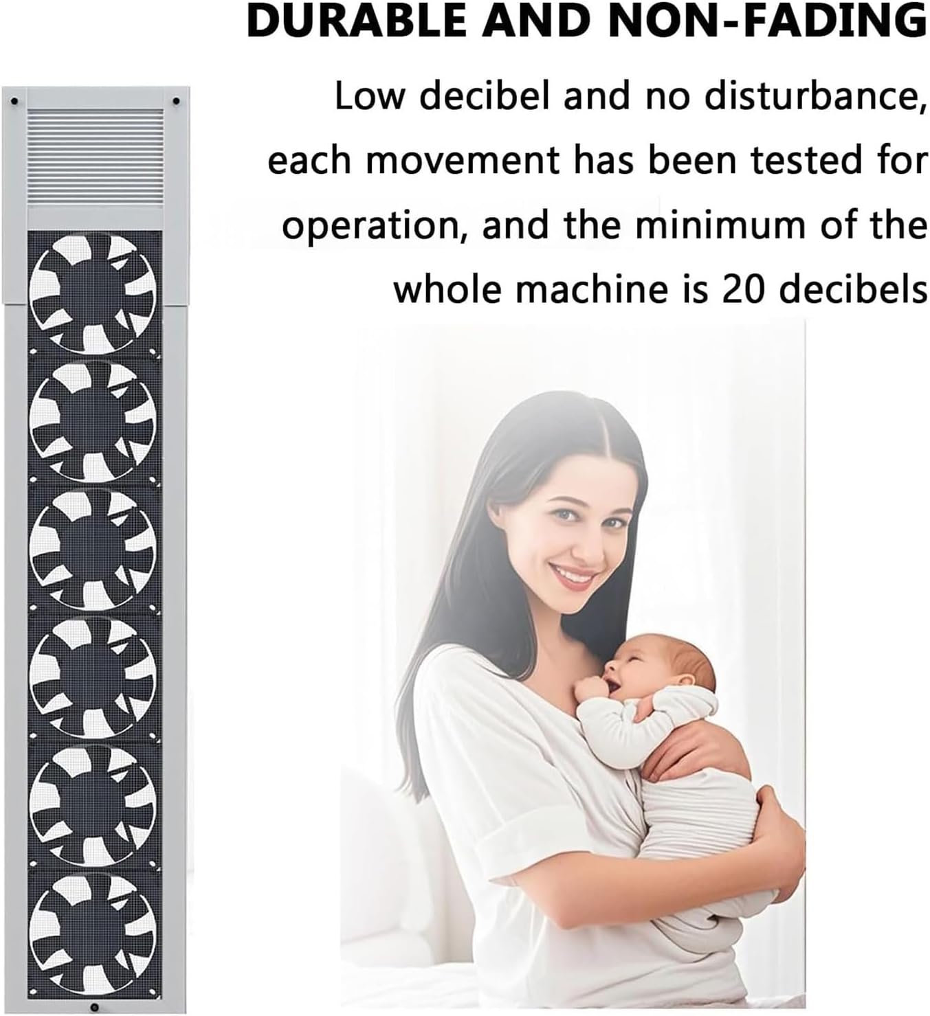 Window Fan for Home Use, Vertical Design for Sliding Windows, Adjustable Air Volume, 2800 RPM Speed, No Drilling Required, Ideal for Kitchen, Bedroom, Office