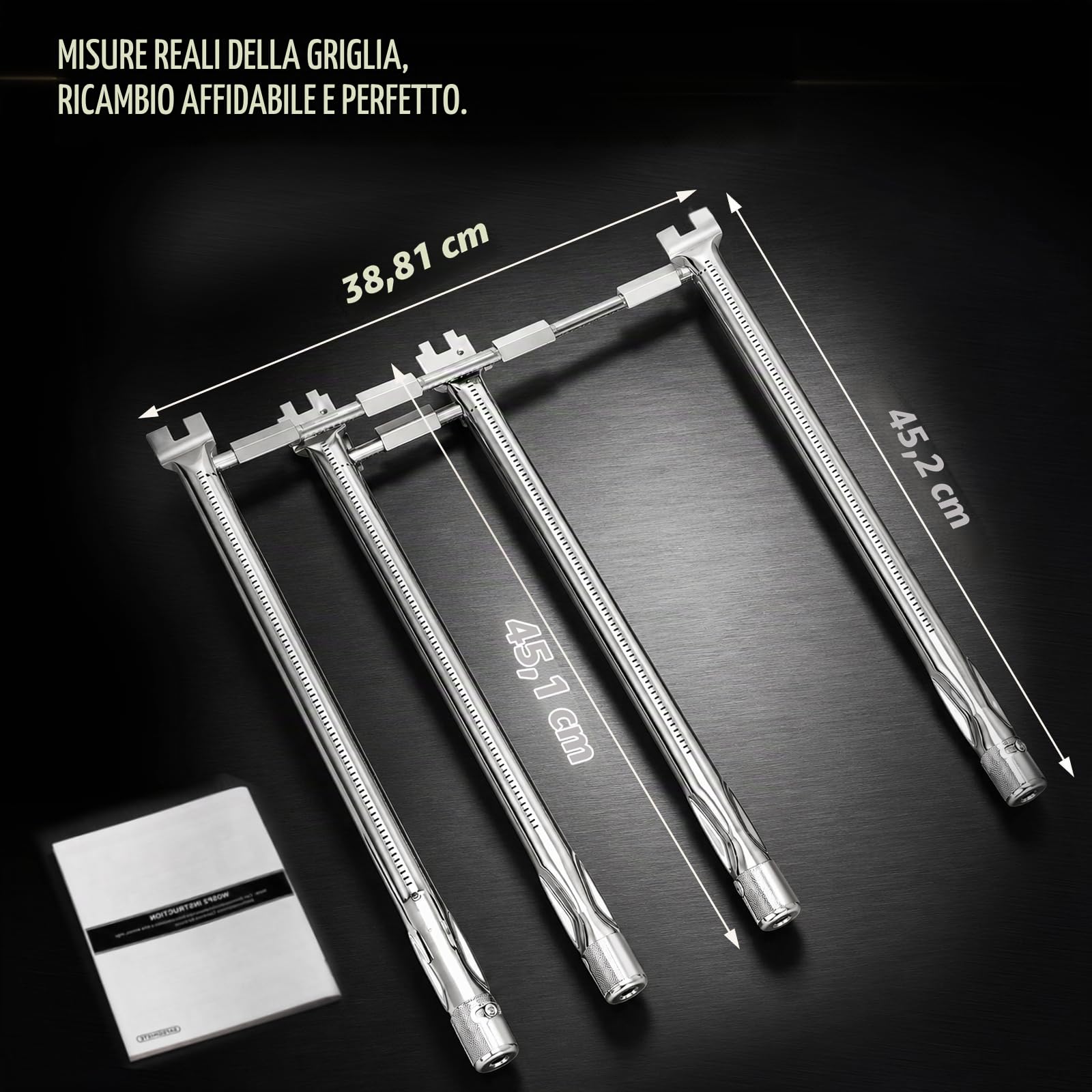 QuliMetal 69787 - Bruciatore per griglia Weber Spirit 330, Spirit 335, Spirit 300 Series con manopole di controllo montate anteriori, ricambio per set di tubi bruciatori Spirit 330, kit tubo