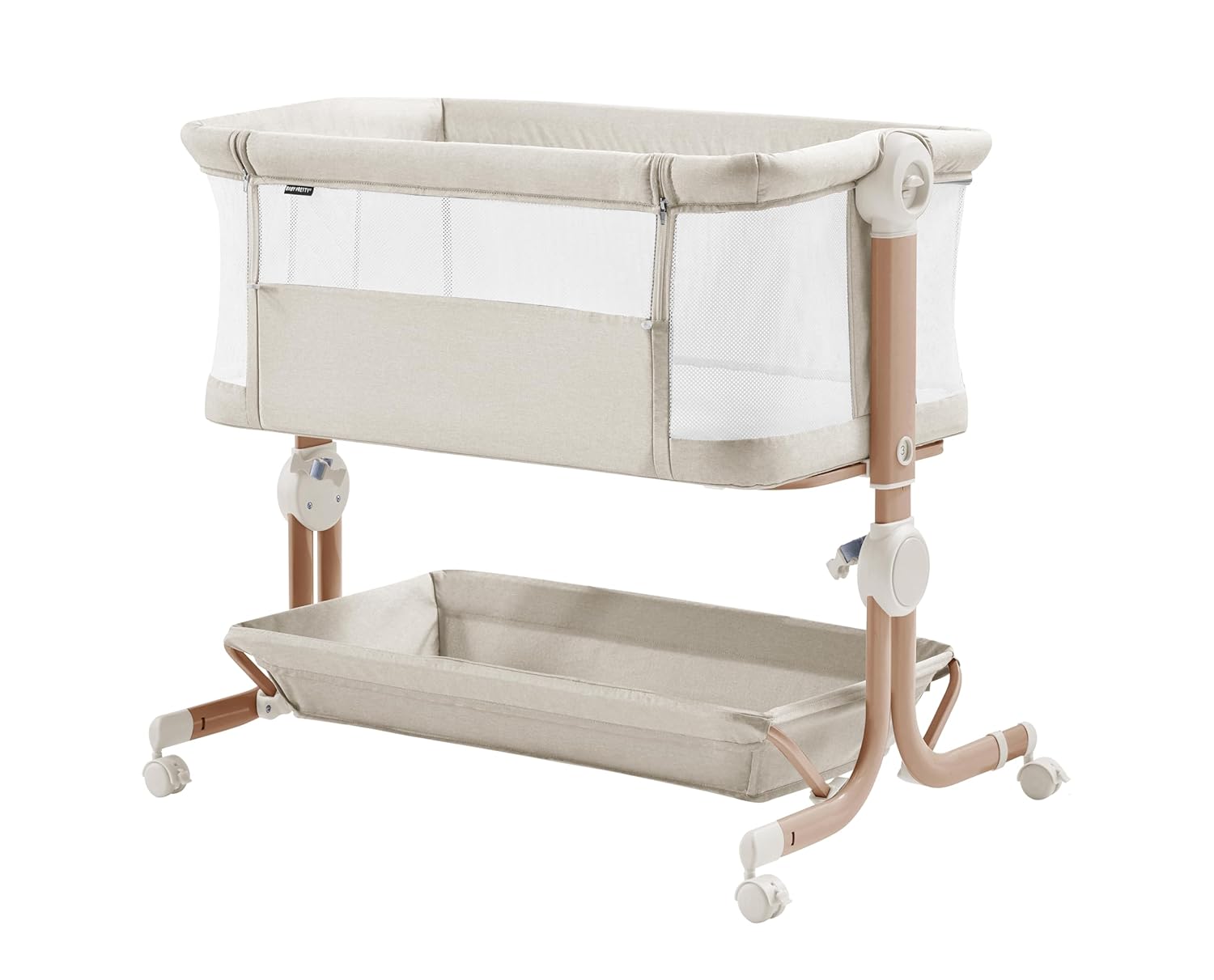 Baby Bassinet, 3-in-1Bassinet Bedside Sleeper with Wheels, Large Storage Basket, Cozy Mattress, Full Mesh Sides, 6-Height Adjustable,1-7°Anti-Reflux Incline, Easy Folding Portable Bassinet for Newborn