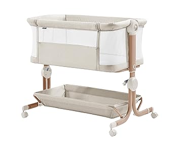 Baby Bassinet, 3-in-1Bassinet Bedside Sleeper with Wheels, Large Storage Basket, Cozy Mattress, Full Mesh Sides, 6-Height Adjustable,1-7Anti-Reflux Incline, Easy Folding Portable Bassinet for Newborn