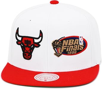 Mitchell & Ness Chicago Bulls NBA Dual Whammy Snapback Hat Cap - White/Red