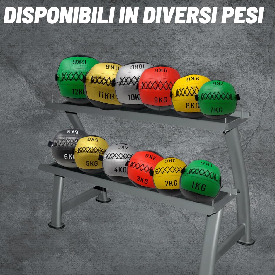 Palla medica fitness 8 Kg wall ball Multifunzione, Palla medica 8 kg in Ecopelle, Gym ball palle mediche crossfit