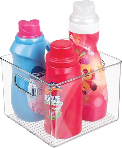 Miniatura 5 de iDesign Linus - Contenedor organizador apilable de plástico sin BPA con asas, 8 x 8 x 6 pulgadas, transparente