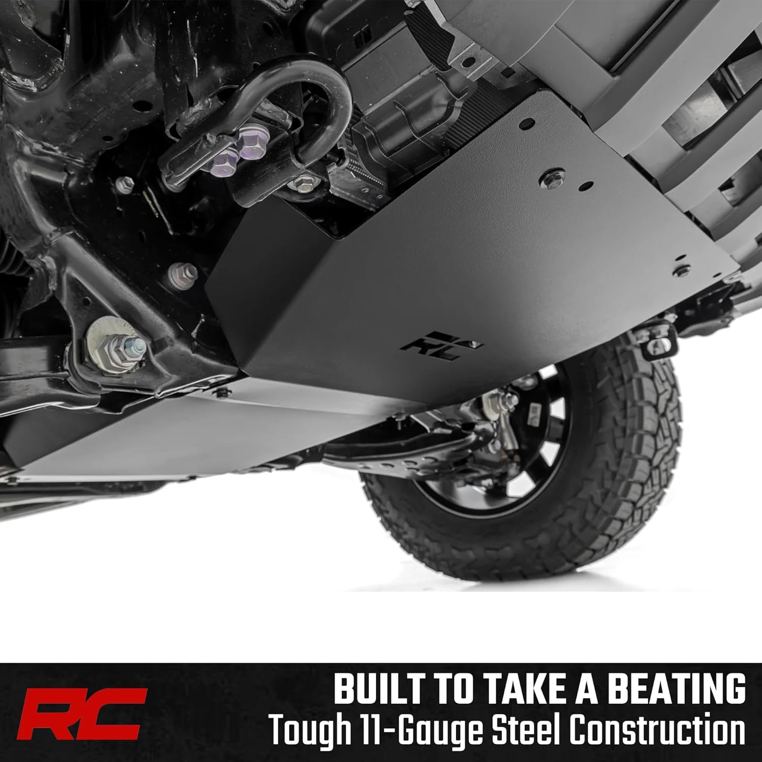 Rough Country Skid Plate Kit for 2024-2026 Toyota Tacoma 2WD/4WD (Non-Hybrid) - 11-Gauge Steel Underbody Armor + Differential Skid, Gloss Black