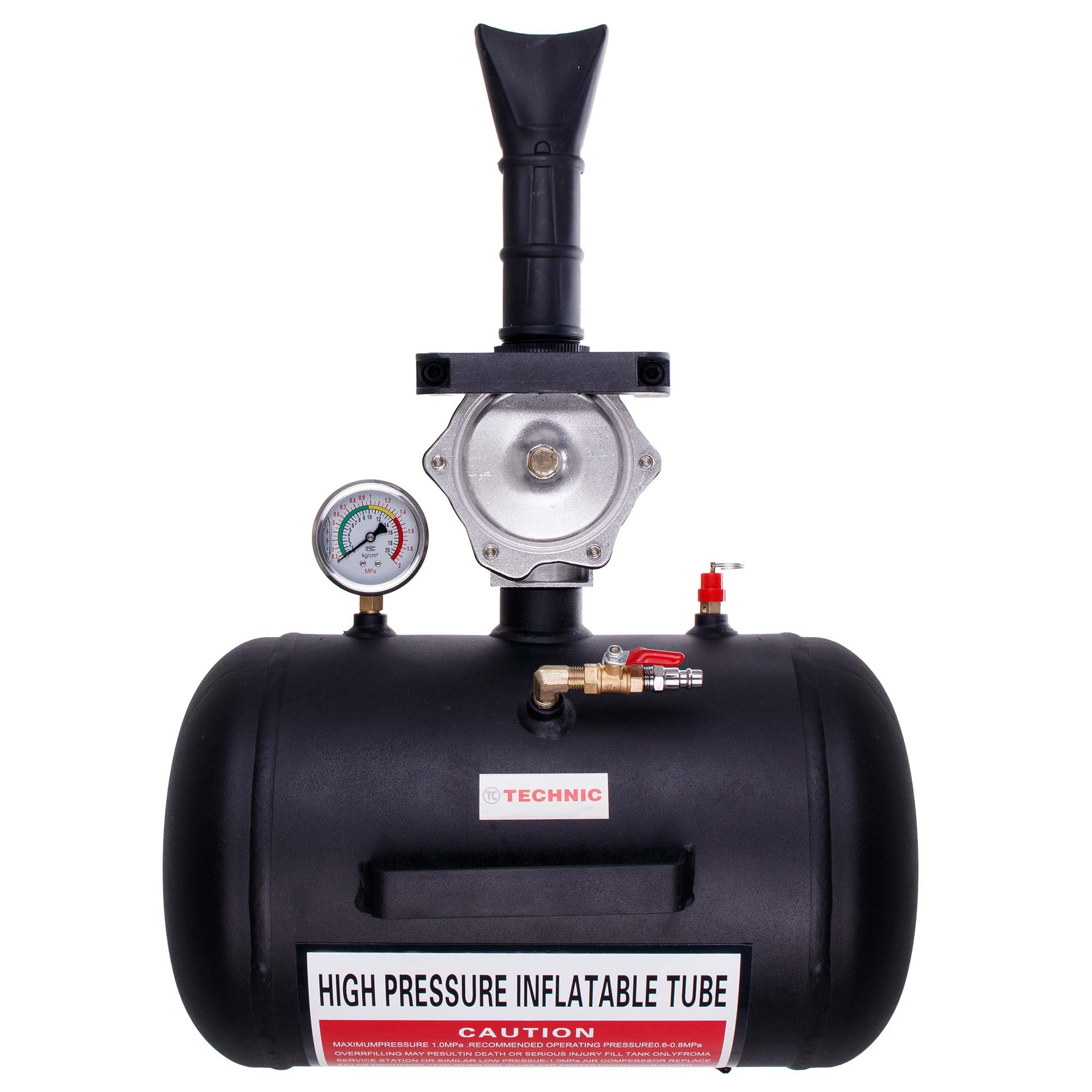 TC TECHNIC Inflator, Reifen, professioneller Reifenfüller, Schnelles Entlüften, Booster 20l, Reifenschockfüller, Airbooster, Luftkanone, Befüllhilfe, Luftkanone mit Glicerinmanometer