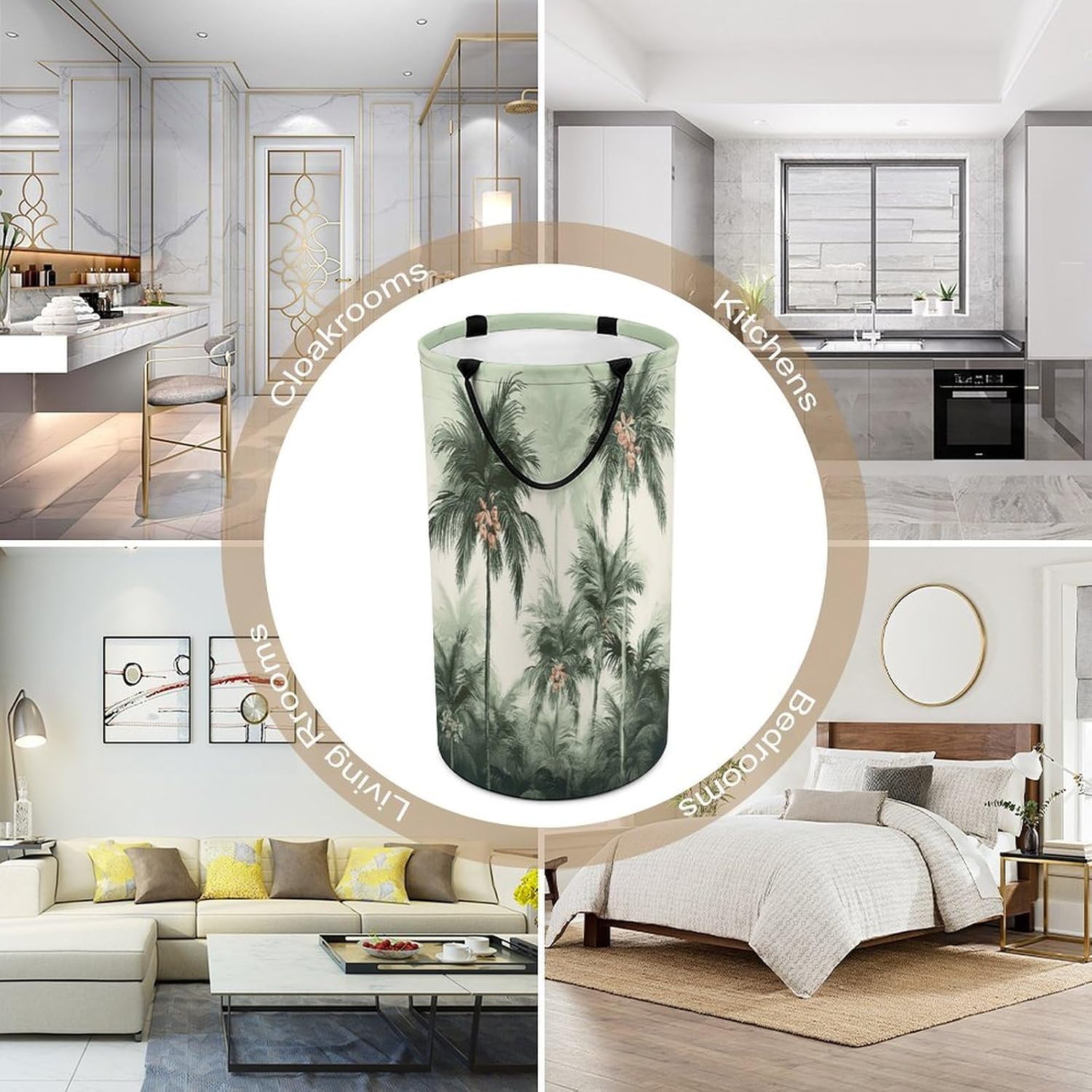 Tropical Palm Trees Laundry Hamper Large Collapsible Laundry Basket with Handles Waterproof Clothes Hamper Portable Dirty Clothes Basket for Bedroom Laundry Room Closet Bathroom