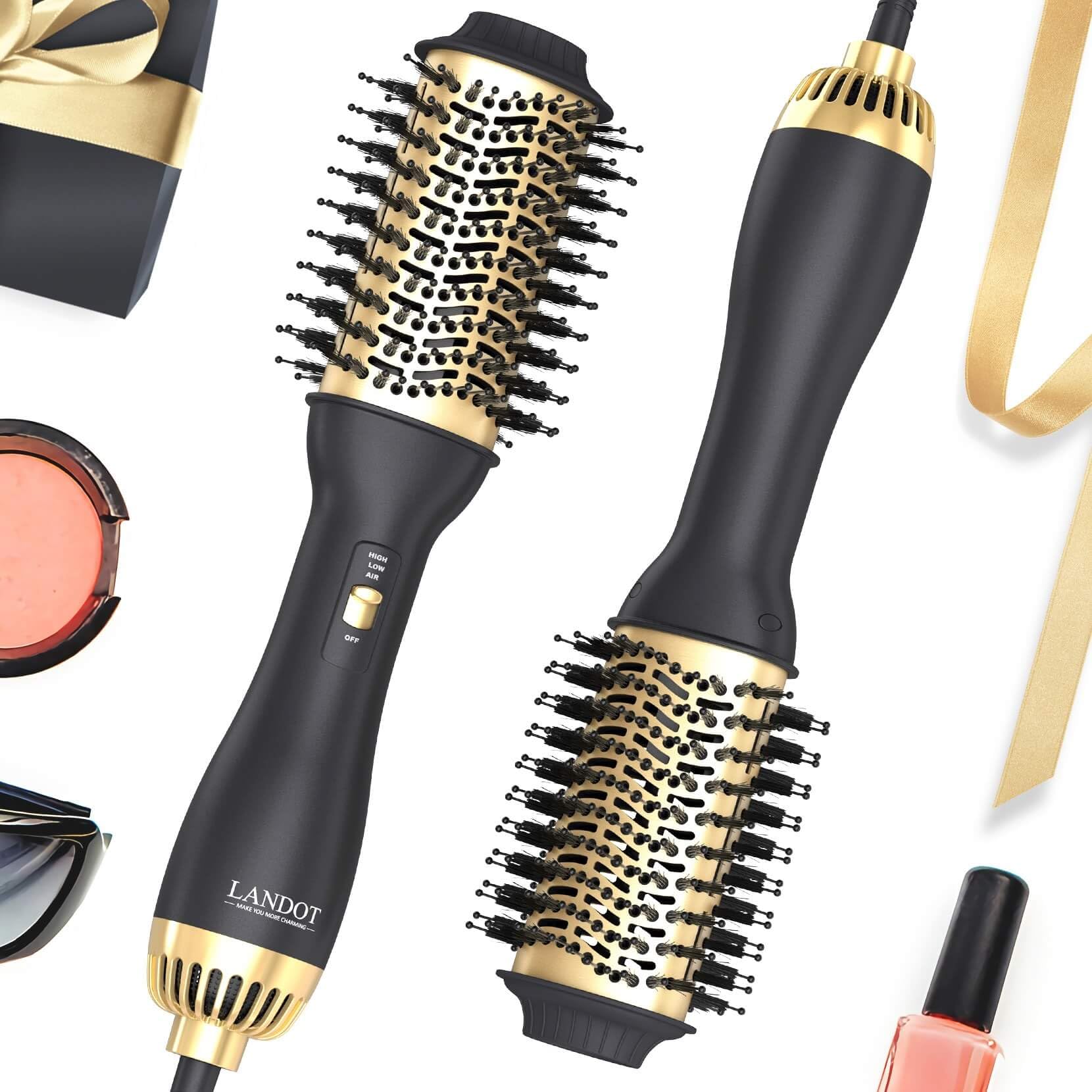 Hair Dryer Brush Hot Air Blow Dry Brush - 3 in 1 Negative Ionic Hairdryer Blowout Brush for Salon Style, Smooth, Frizz-Free Results - 60mm Barrel fit All Hair Types Drying Straightening Volumizing