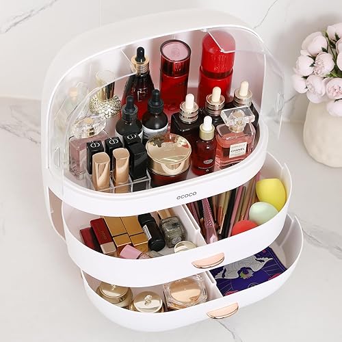 Miniatura 4 de loyalKBS Organizador de maquillaje, organizador de almacenamiento de cosméticos para el cuidado de la piel, gran capacidad con organizador de lápiz