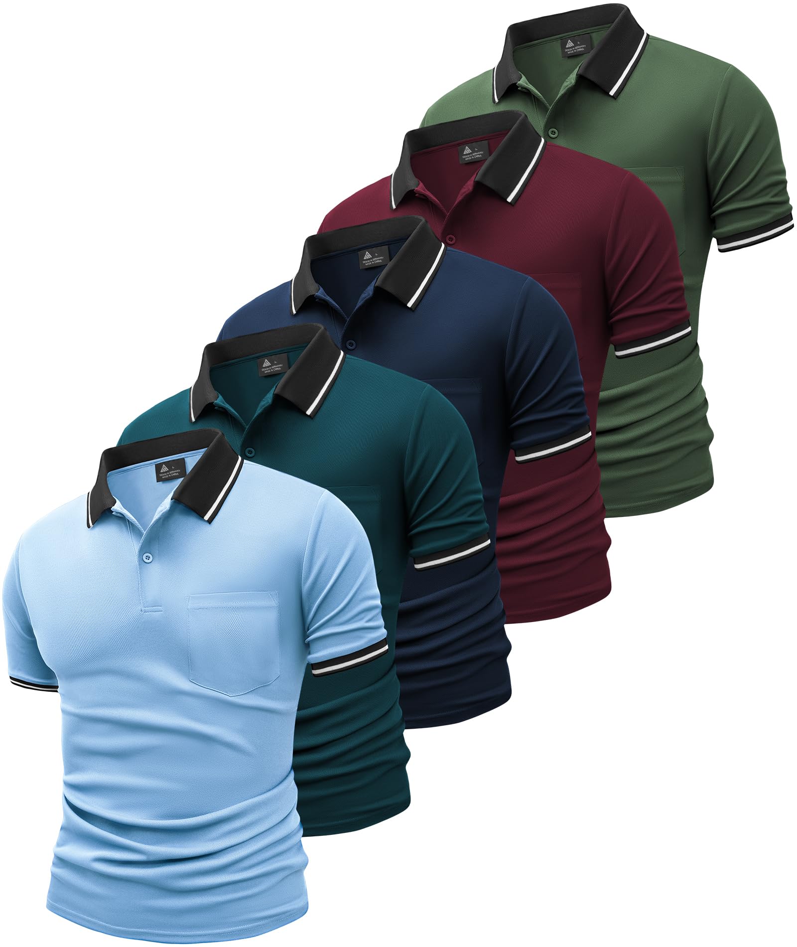 SwissWell Polo Uomo Maniche Corte Pacco da 5 Polo da Golf Tennis T Shirt Leggera e Traspirante